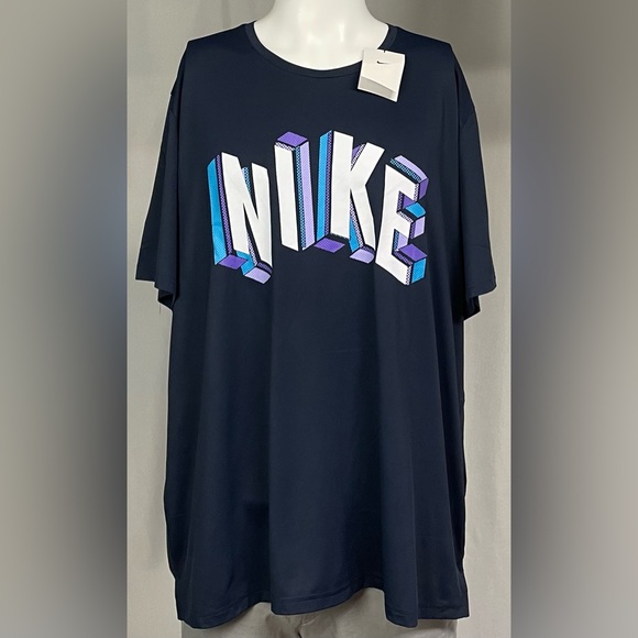 New XXL Nike Pro Navy Blue Dri-Fit Shortsleeved Crewneck T-shirt - Picture 2 of 4